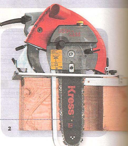 Image of chainsaw in a circular saw frame